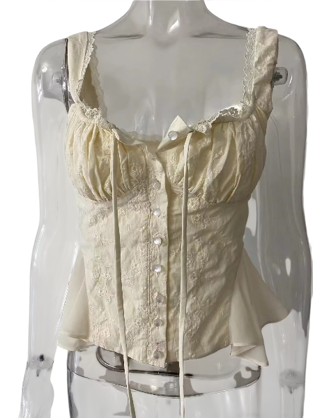 Ivory Lace Peplum Corset Gown