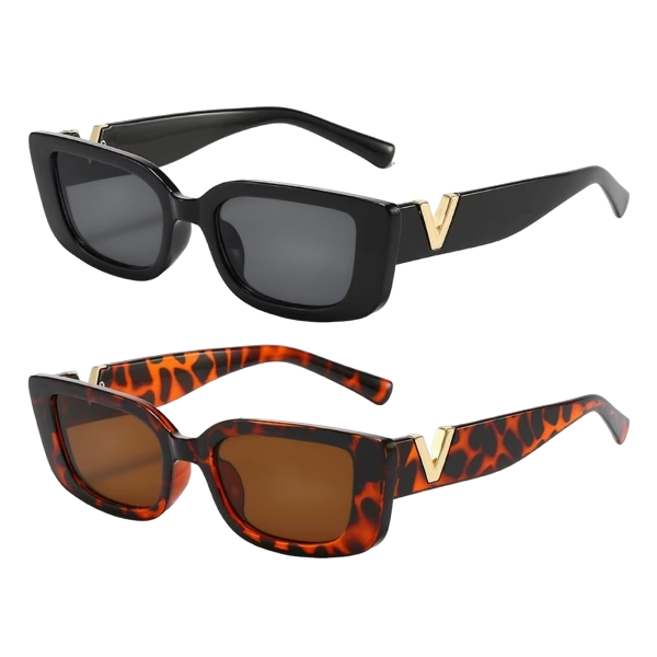 V-Frame Luxe Rectangle Sunglasses