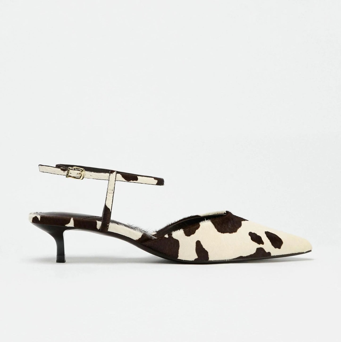 Cow Print Slingback Kitten Heel