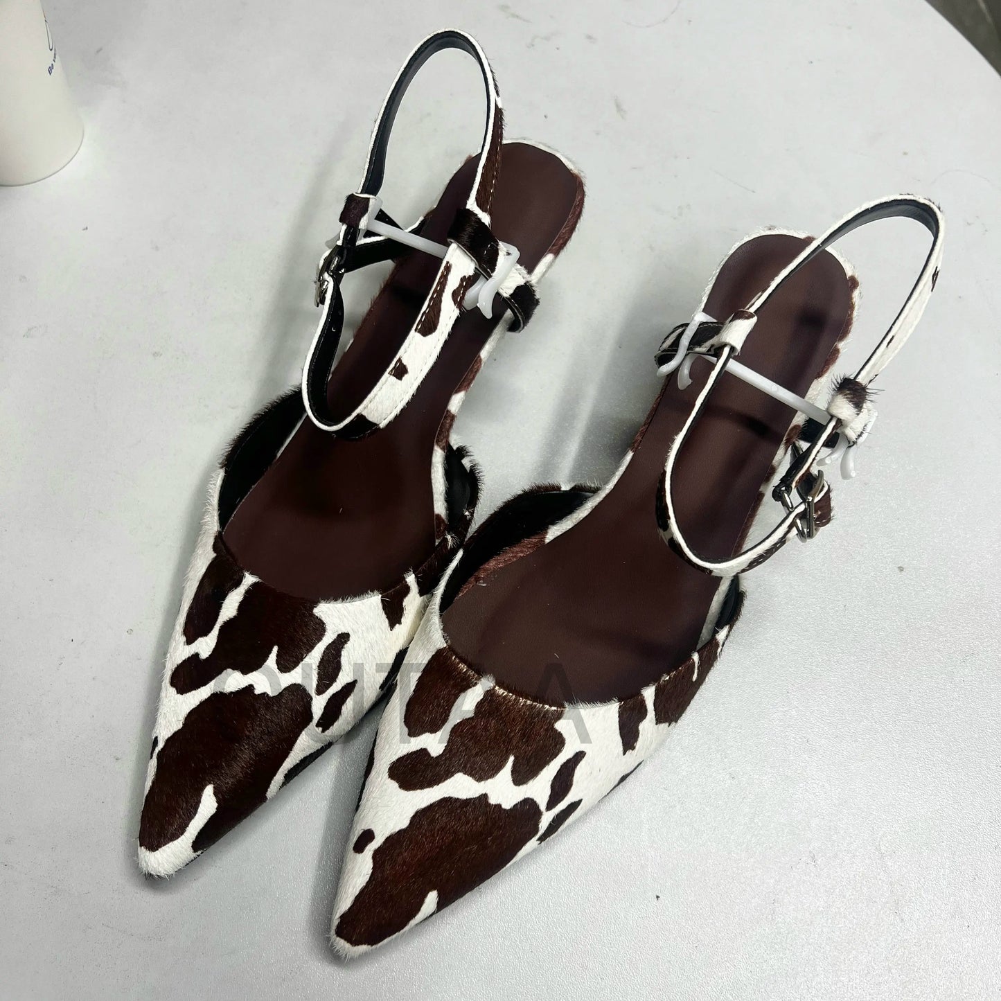 Cow Print Slingback Kitten Heel