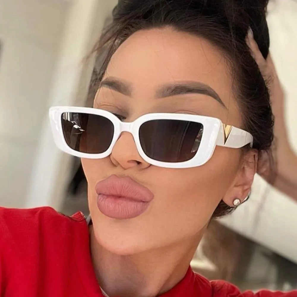 V-Frame Luxe Rectangle Sunglasses