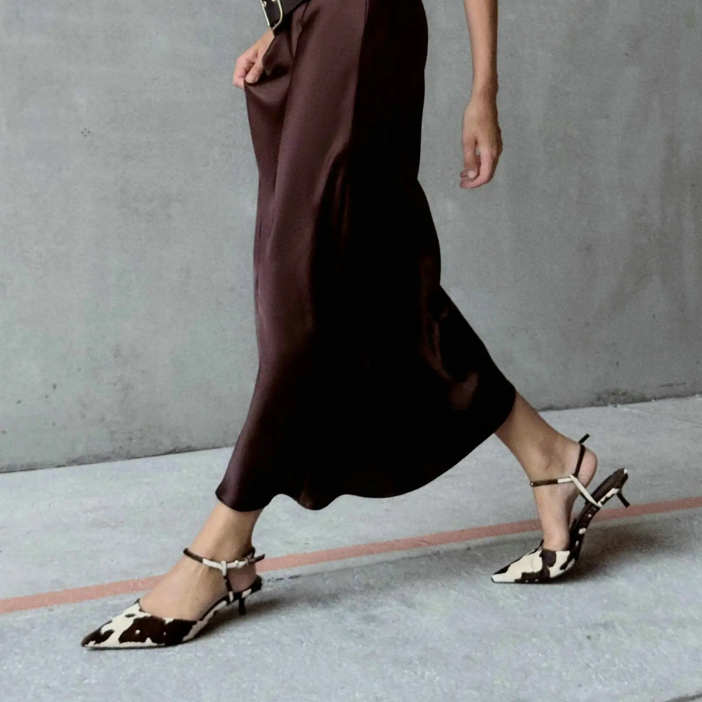 Cow Print Slingback Kitten Heel