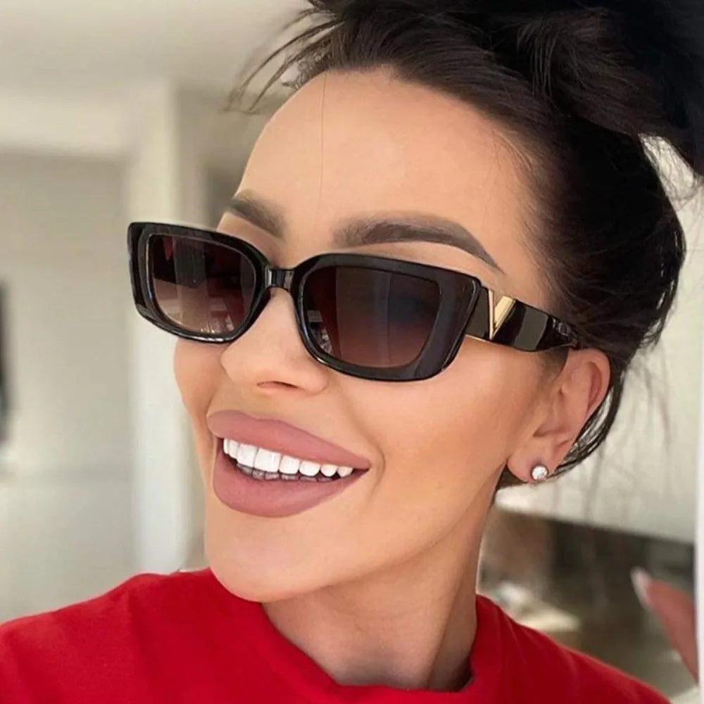 V-Frame Luxe Rectangle Sunglasses