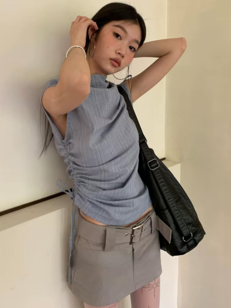 Sleeveless Asymmetry T-shirt