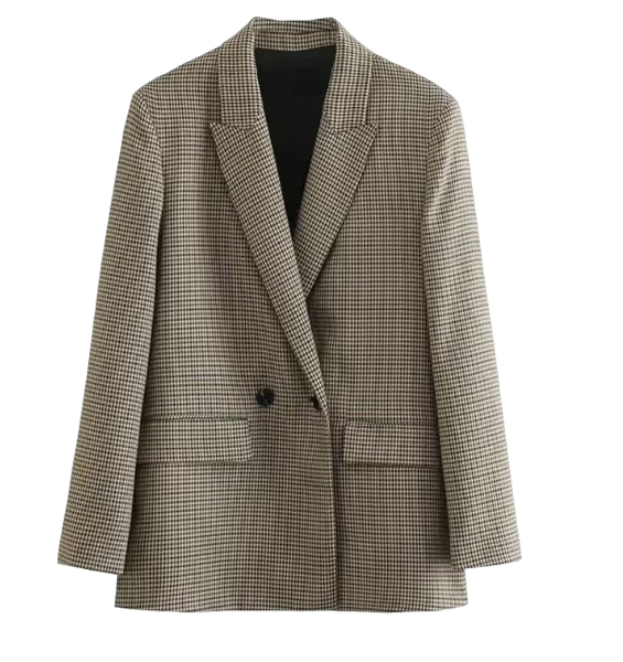 Double Breasted Plaid Blazer