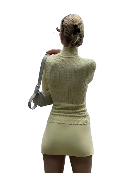 Butter Yellow Sweater & Skirt Set