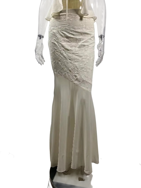 Ivory Lace Peplum Corset Gown