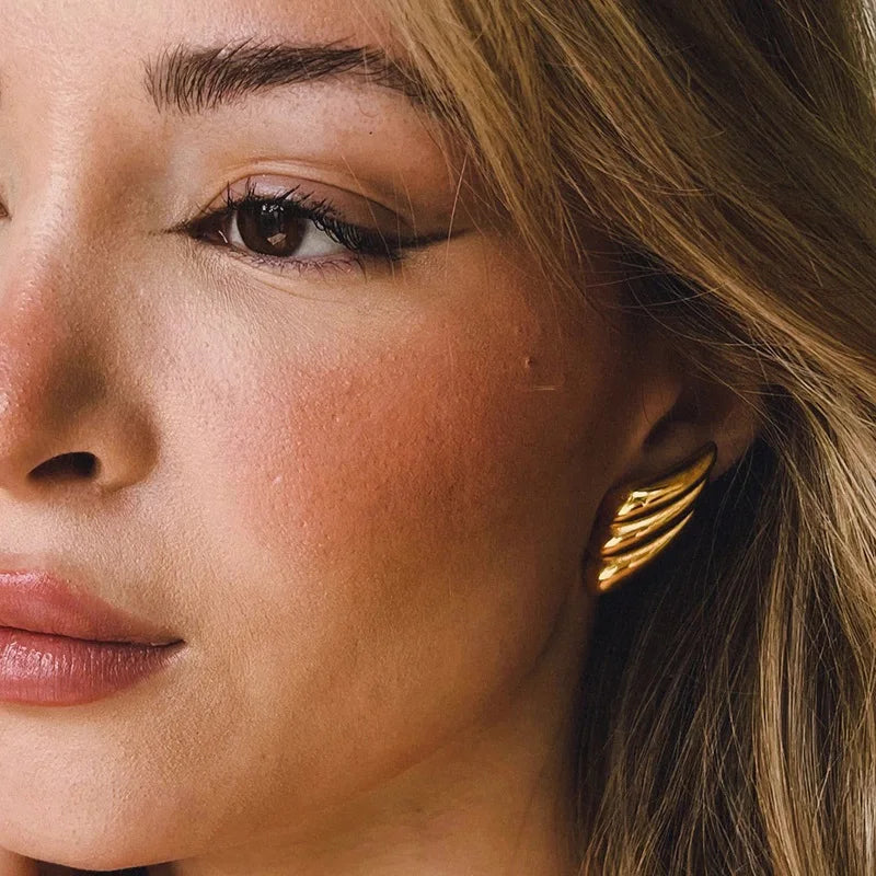 Texture Gold Plated Earrings
