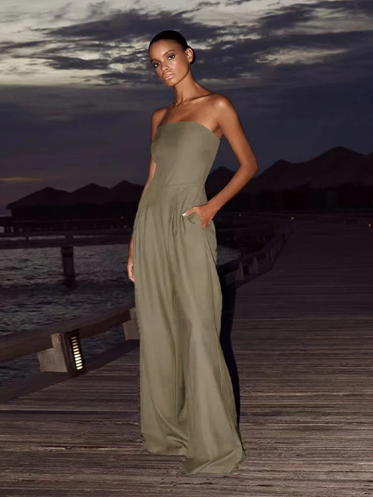 Solid Backless Jumpsuit