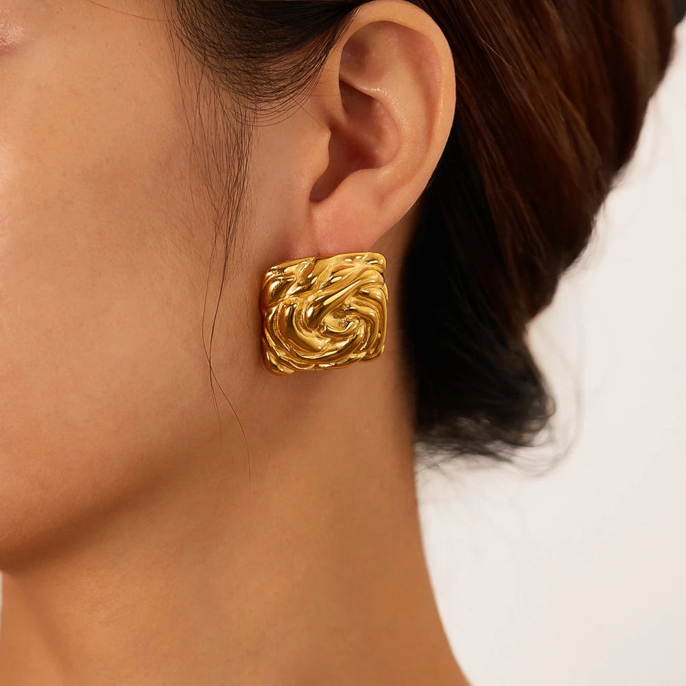 Texture Gold Plated Earrings
