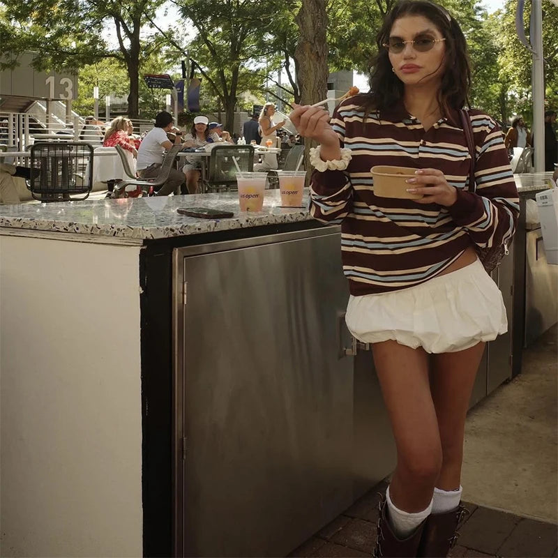 Stripe Long Sleeve Tops