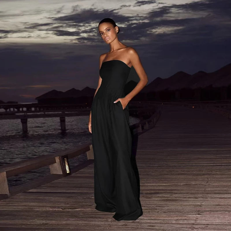 Solid Backless Jumpsuit