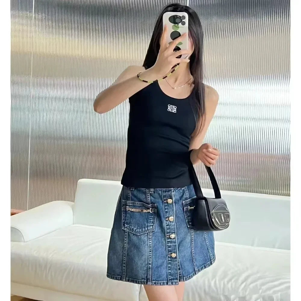 Loewe Anagram Ribbed Tank Top (Black & White Set)