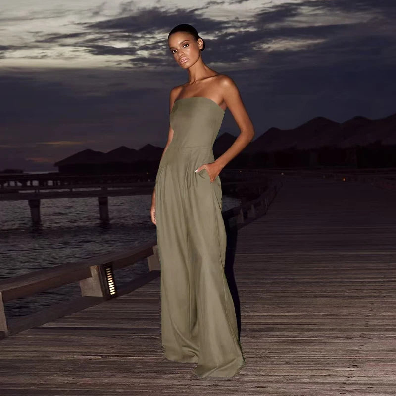Solid Backless Jumpsuit