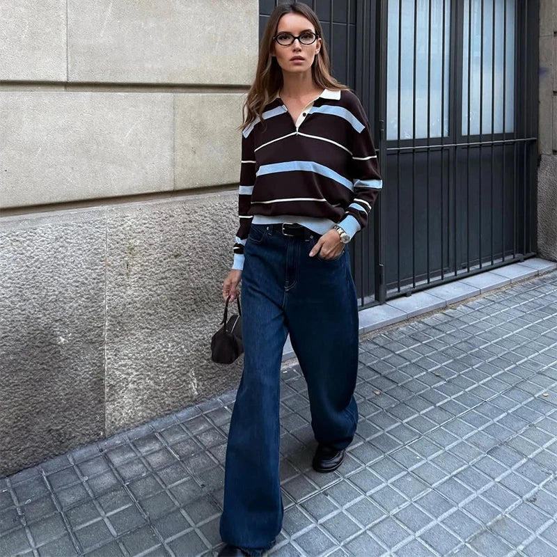Stripe Long Sleeve Tops