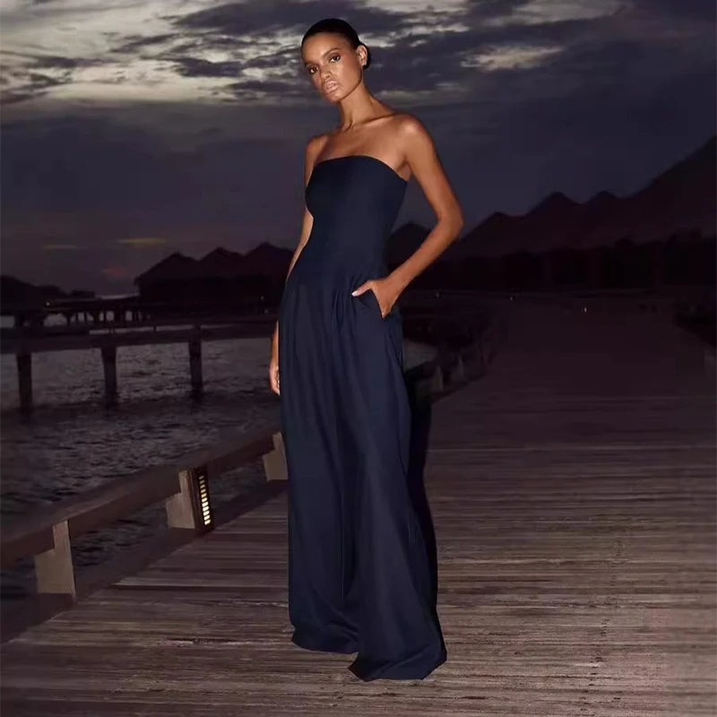Solid Backless Jumpsuit