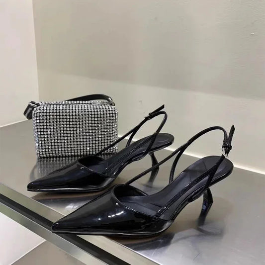 The Noir Patent Slingback