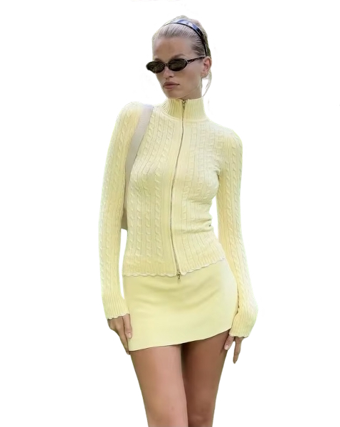 Butter Yellow Sweater & Skirt Set