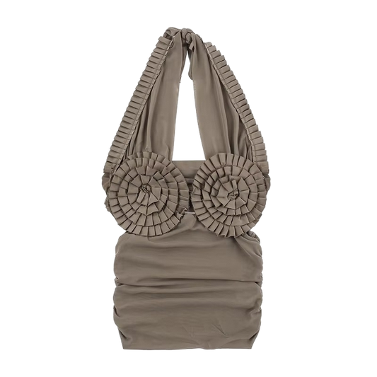 Hollow Out Frill Mesh See Crop Top