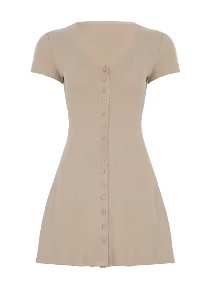 Ribbed Button-Down Mini Dress